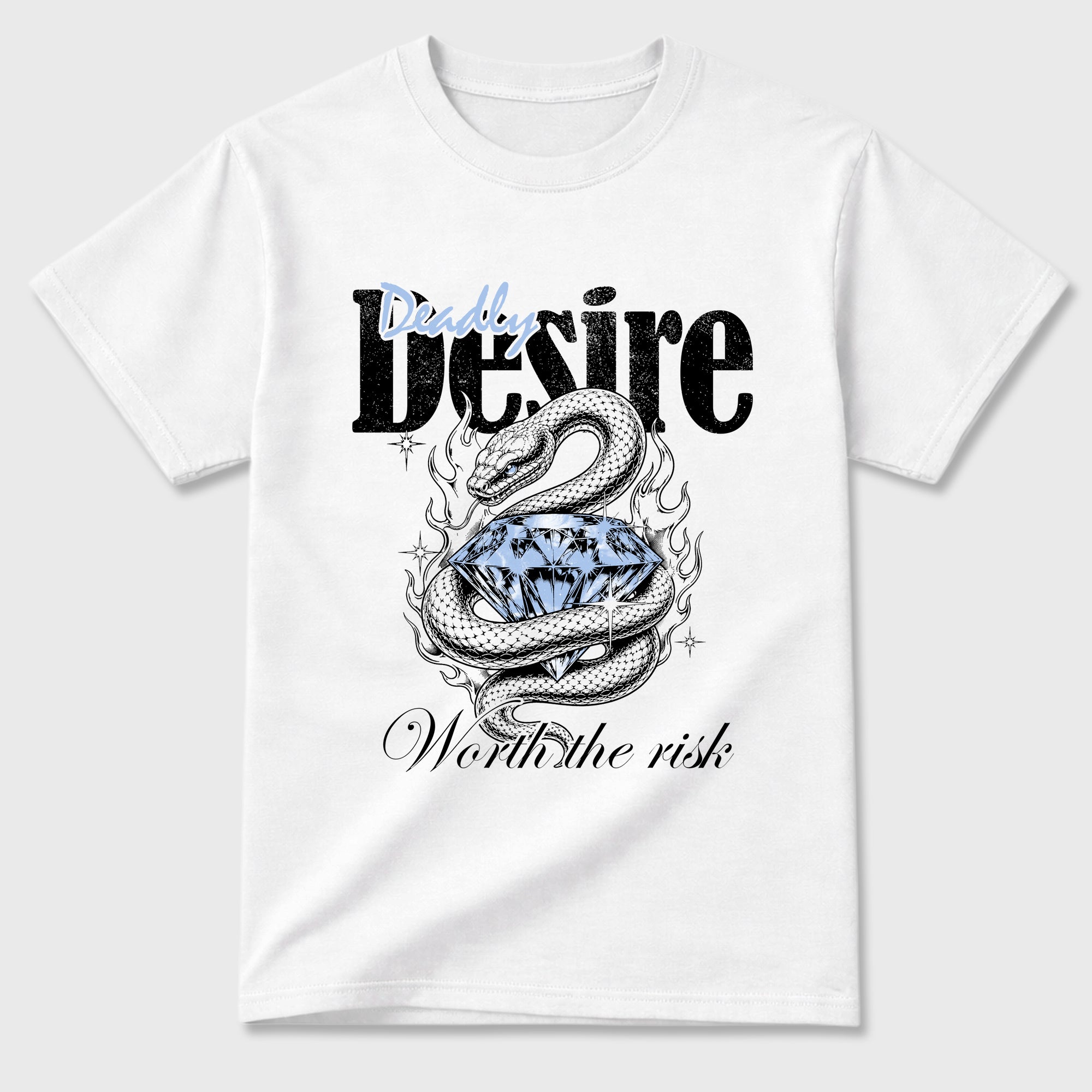 Deadly Desire Graphic T-Shirt featuring original streetwear artwork designed to match the Air Jordan 6 Black and White. White 2 Graphic T-Shirt.