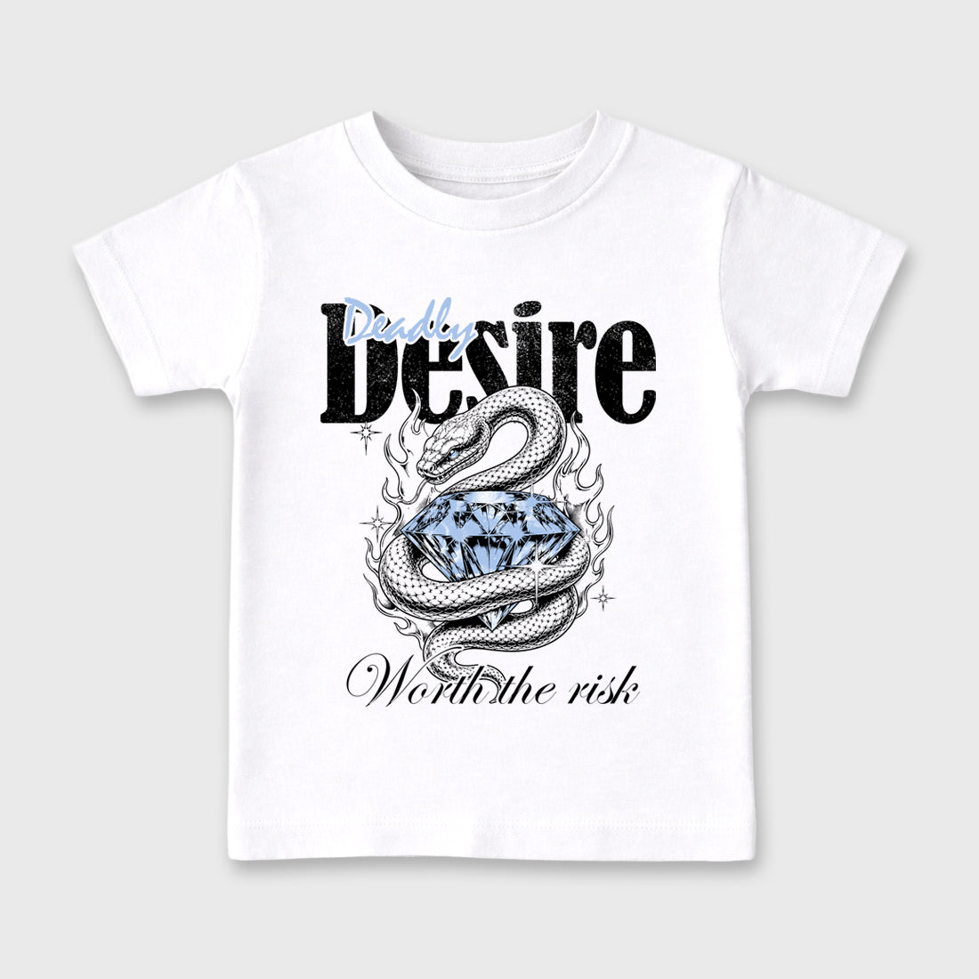 Deadly Desire Baby & Kids Graphic T-Shirt featuring original artwork designed to match the Air Jordan 6 Black and White. White 2 Kids Graphic Tee.