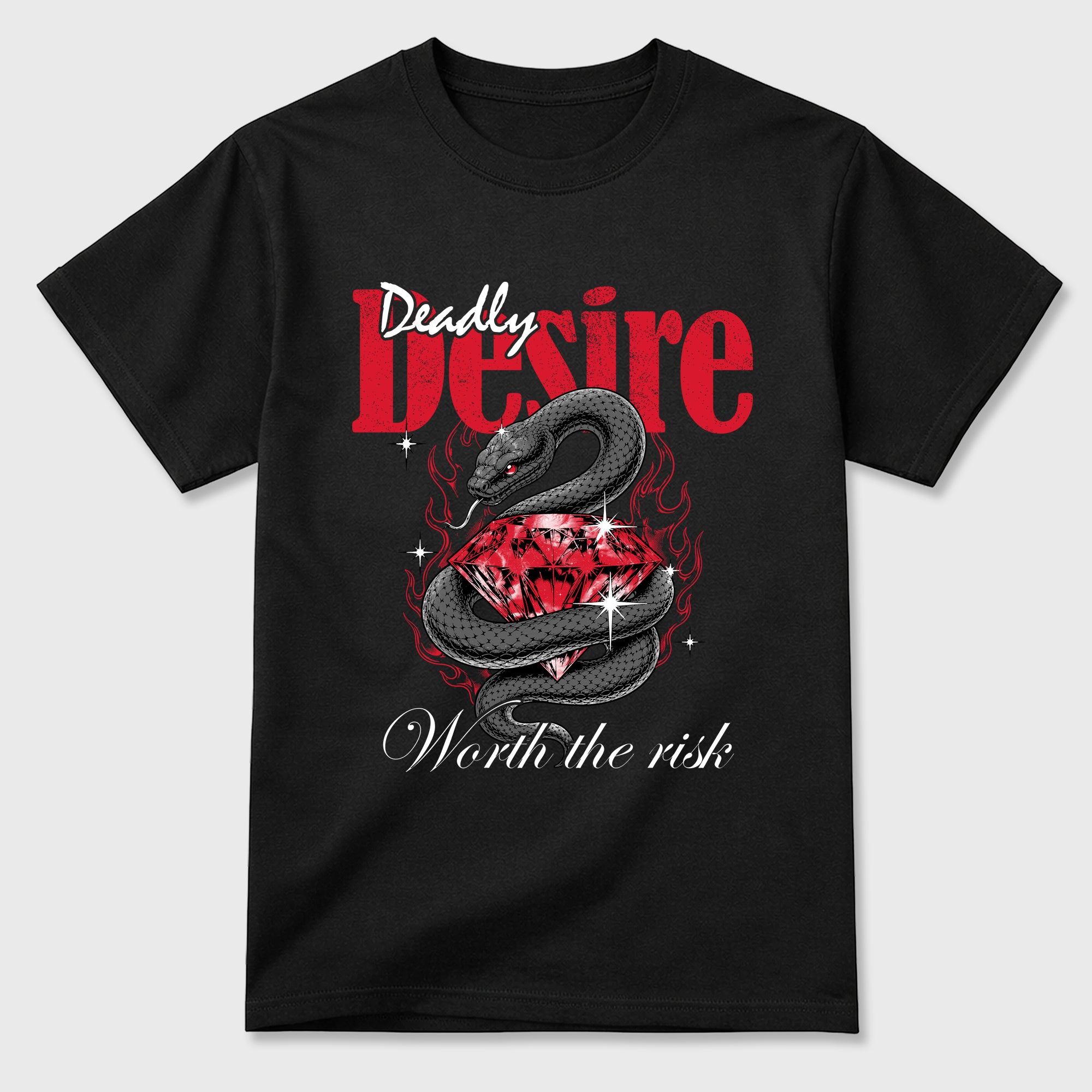 Deadly Desire Graphic T-Shirt featuring original streetwear artwork designed to match the Air Max 95 Reverse Solar Red. Black 2 Graphic T-Shirt.
