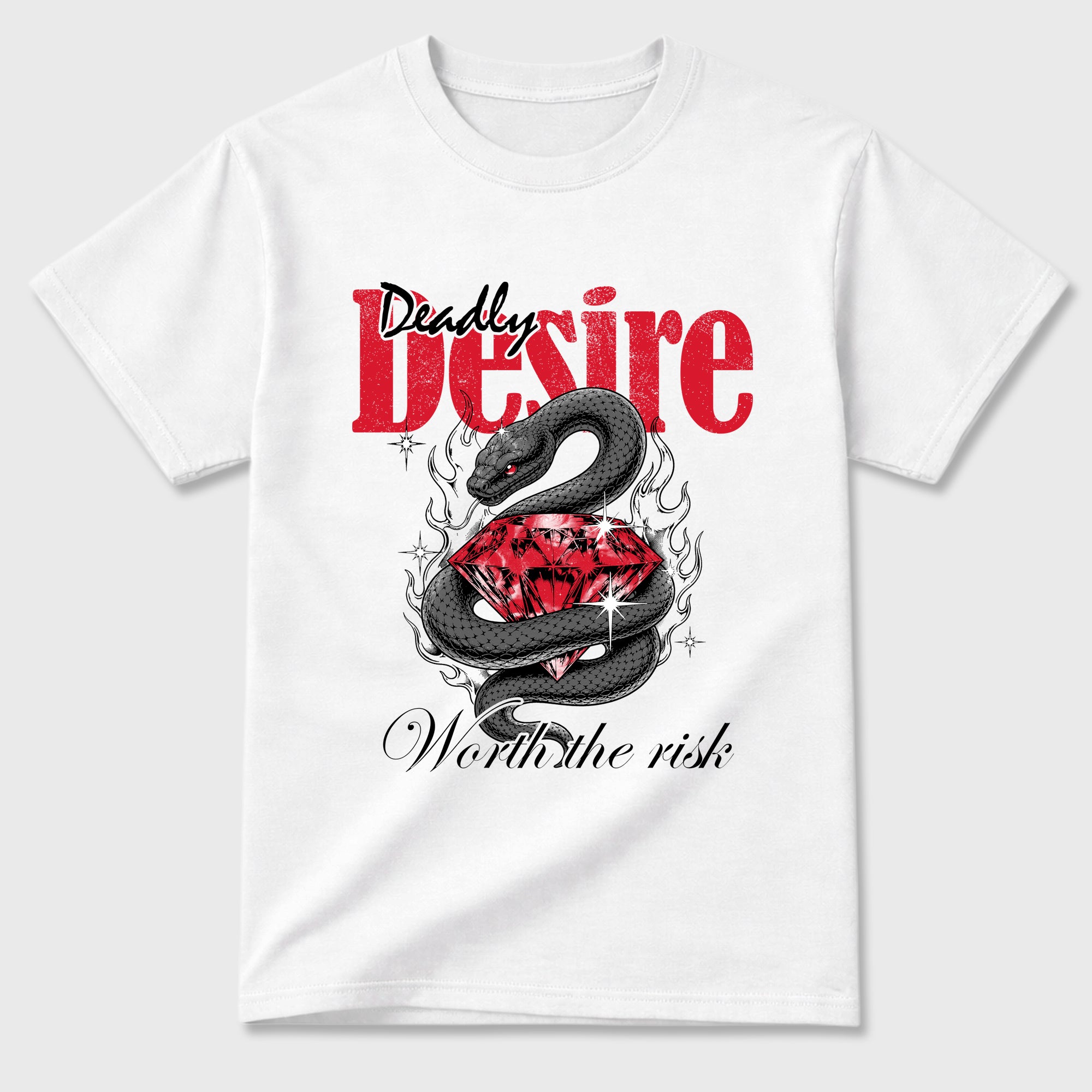 Deadly Desire Graphic T-Shirt featuring original streetwear artwork designed to match the Air Max 95 Reverse Solar Red. White 2 Graphic T-Shirt.