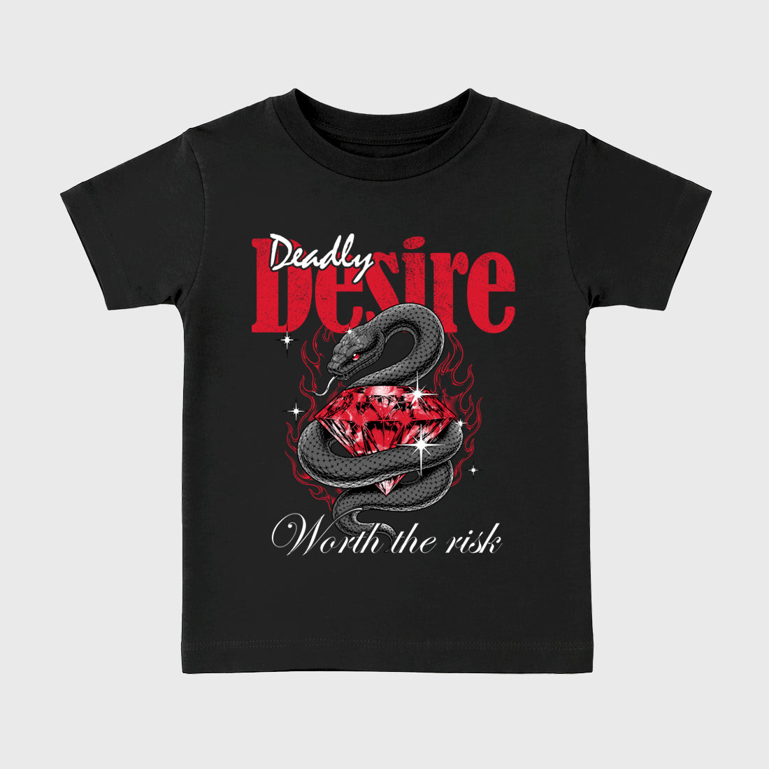 Deadly Desire Baby & Kids Graphic T-Shirt featuring original artwork designed to match the Air Max 95 Reverse Solar Red. Black 2 Kids Graphic Tee.