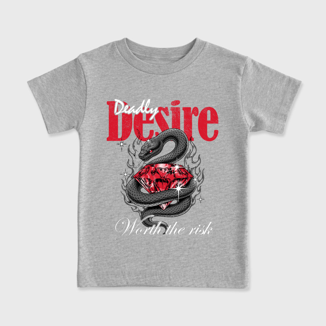 Deadly Desire Baby & Kids Graphic T-Shirt featuring original artwork designed to match the Air Max 95 Reverse Solar Red. Heather Grey 2 Kids Graphic Tee.