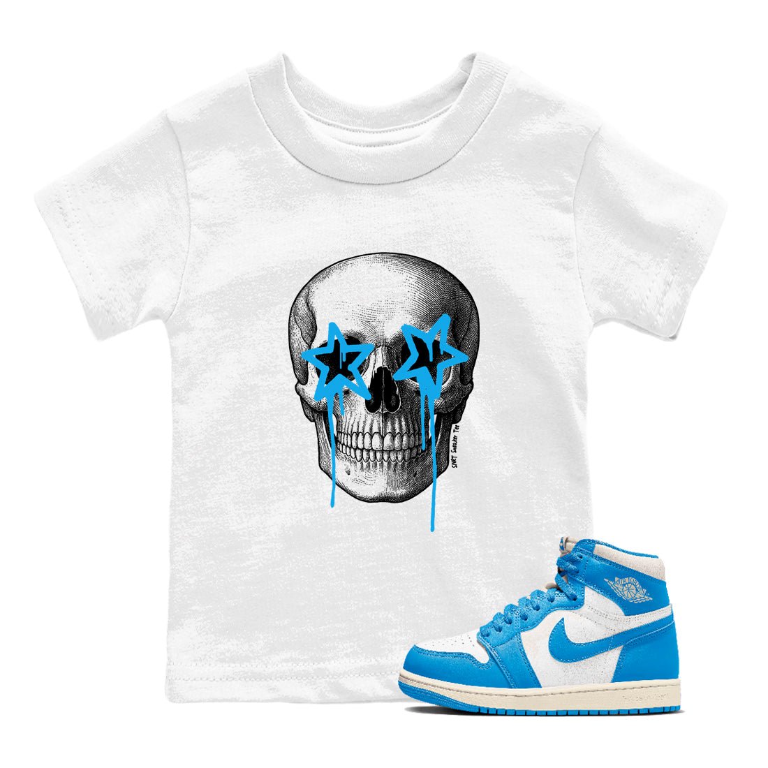 AJ1 UNC Reimagined shirts to match jordans Death Star sneaker match tees Air Jordan 1 UNC Reimagined shirts to match Jordan 1s SNRT Sneaker Tees Youth Baby White 1 tee