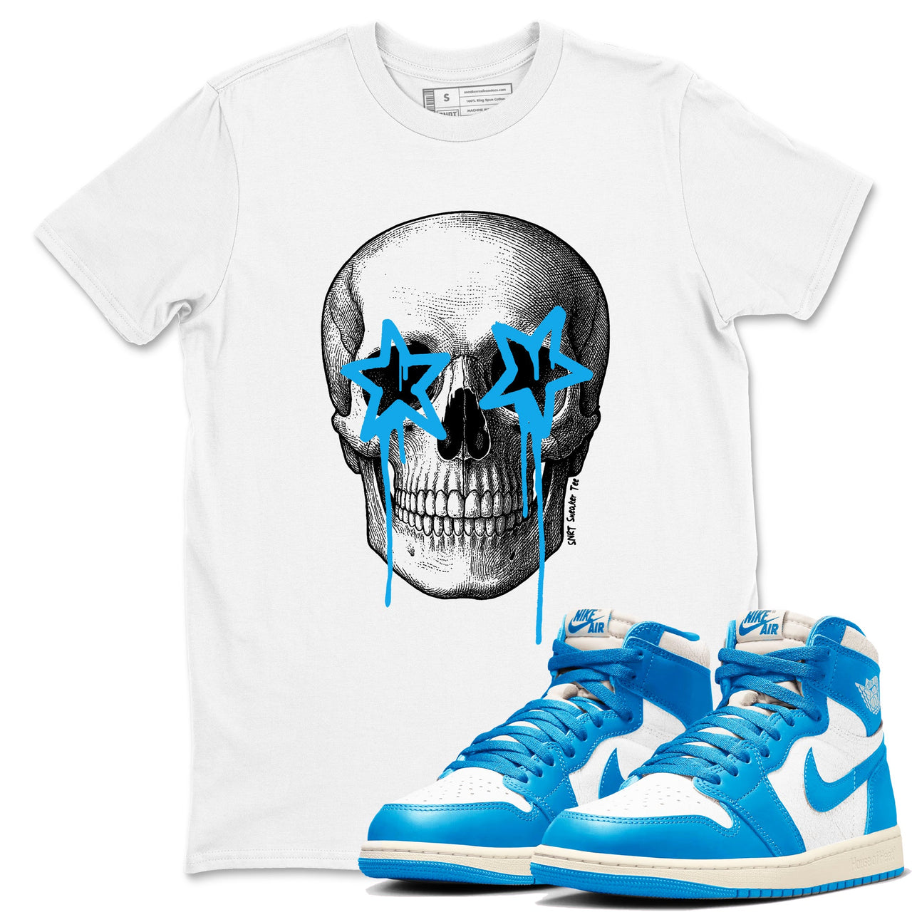 AJ1 UNC Reimagined shirts to match jordans Death Star sneaker match tees Air Jordan 1 UNC Reimagined shirts to match Jordan 1s SNRT Sneaker Tees unisex cotton Carolina Blue 1 shirts