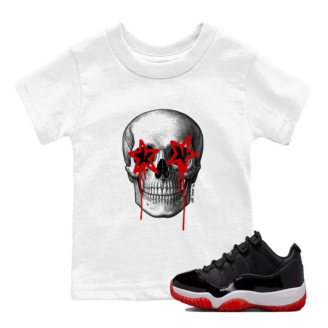 Air Jordan 11 Bred shirts to match jordans Death Star sneaker match tees Air Jordan 11 Bred shirts to match Jordan 1s SNRT Sneaker Tees Youth Baby White 1 tee