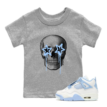 Death Star baby and kids t-shirt crafted for little sneakerheads to shine with the Air Jordan 4 Aluminum sneakers, displayed in Heather Grey 1.