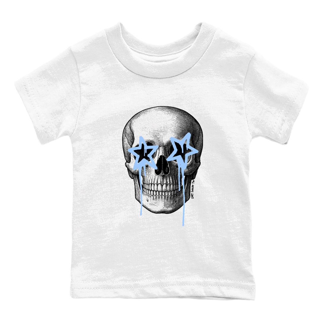 Death Star baby and kids t-shirt crafted for little sneakerheads to shine with the Air Jordan 4 Aluminum sneakers, displayed in White 2.