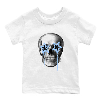 Death Star baby and kids t-shirt crafted for little sneakerheads to shine with the Air Jordan 4 Aluminum sneakers, displayed in White 2.