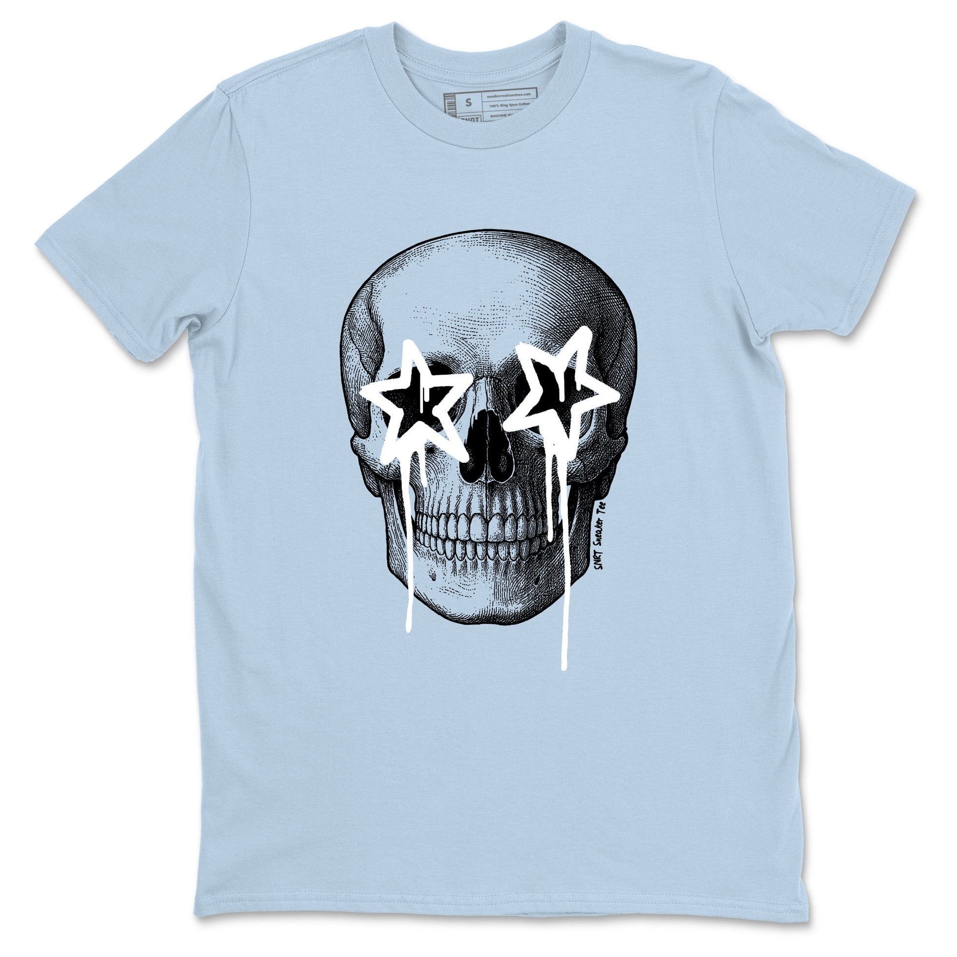 Death Star sneaker match t-shirt styled to complete your fit with the Air Jordan 4 Aluminum sneakers, shown in Light Blue 2.