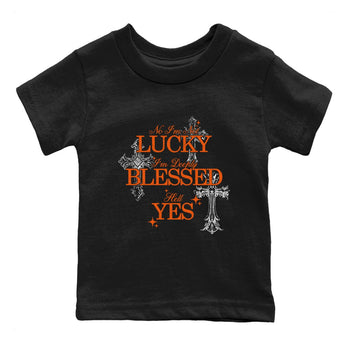 Deeply Blessed baby and kids t-shirt crafted for little sneakerheads to shine with the Air Jordan 1 Shattered Backboard sneakers, displayed in Black 2.