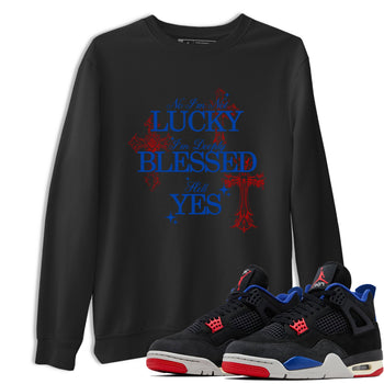 Deeply Blessed sneaker match t-shirt styled to complete your fit with the Air Jordan 4 Rare Air sneakers, shown in Black 1.