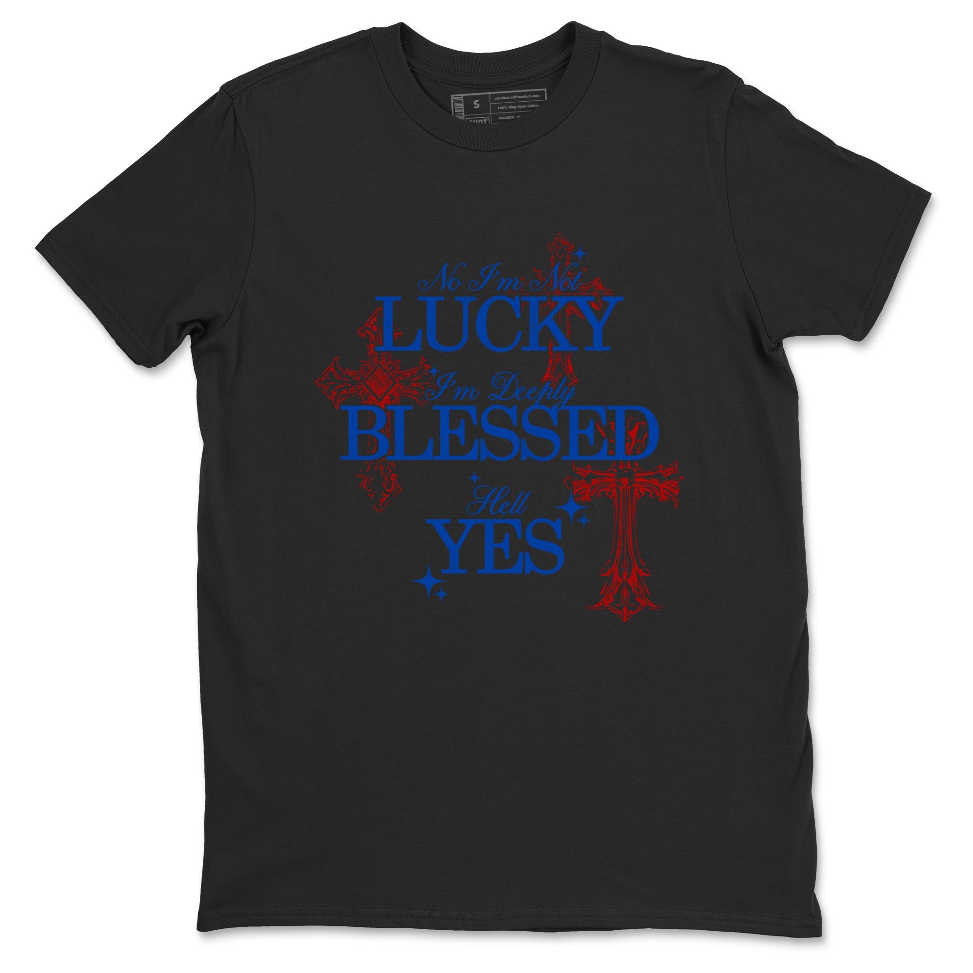 Deeply Blessed sneaker match t-shirt styled to complete your fit with the Air Jordan 4 Rare Air sneakers, shown in Black 2.