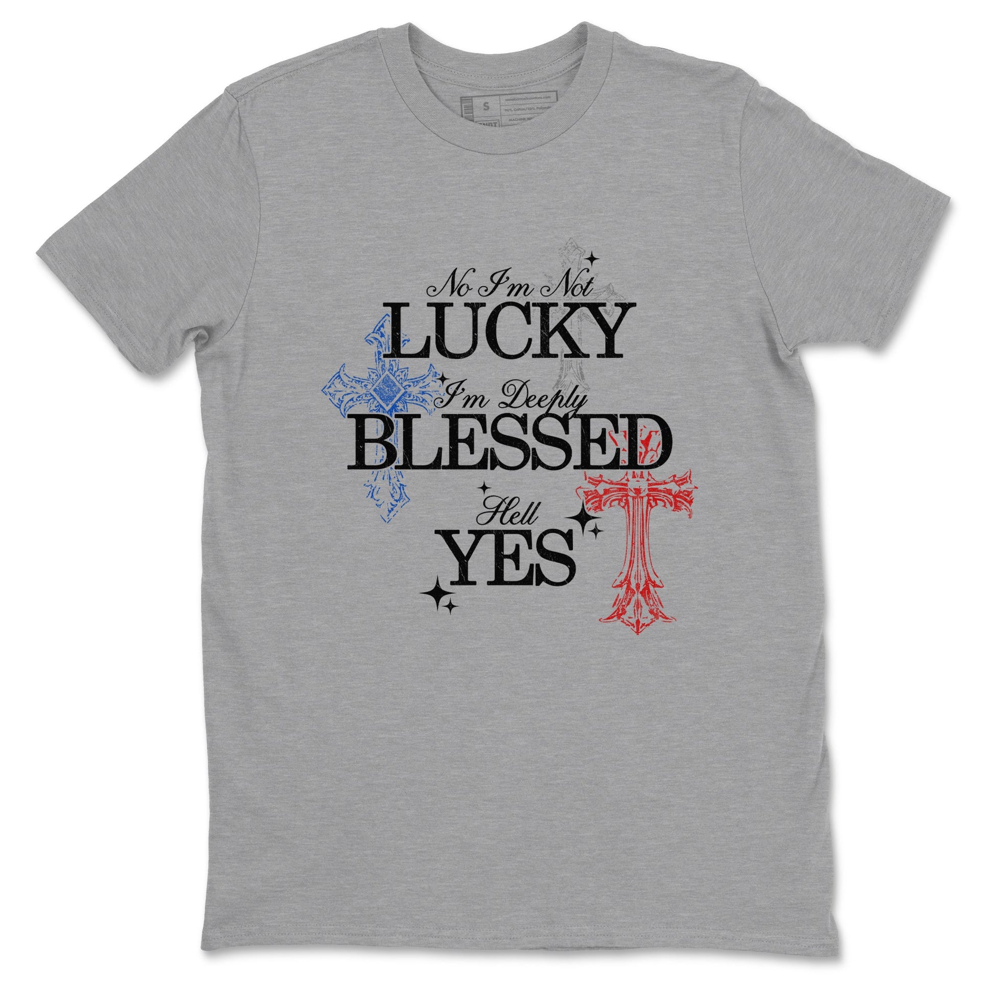Deeply Blessed sneaker match t-shirt styled to complete your fit with the Air Jordan 4 Rare Air sneakers, shown in Heather Grey 2.