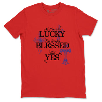 Deeply Blessed sneaker match t-shirt styled to complete your fit with the Air Jordan 4 Rare Air sneakers, shown in Red 2.