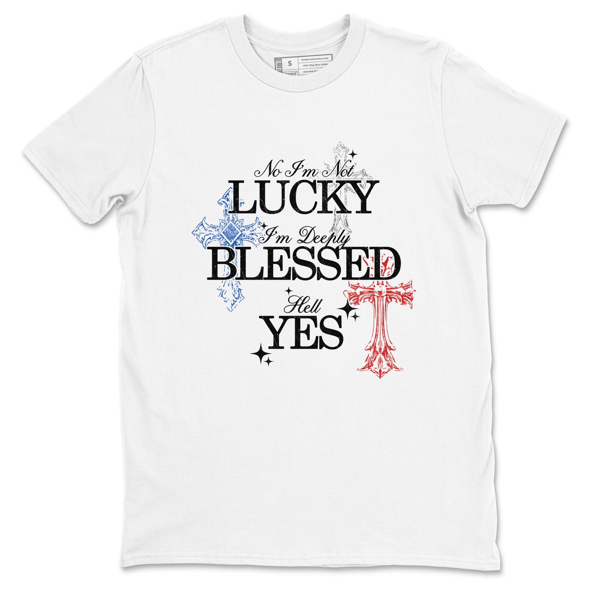 Deeply Blessed sneaker match t-shirt styled to complete your fit with the Air Jordan 4 Rare Air sneakers, shown in White 2.