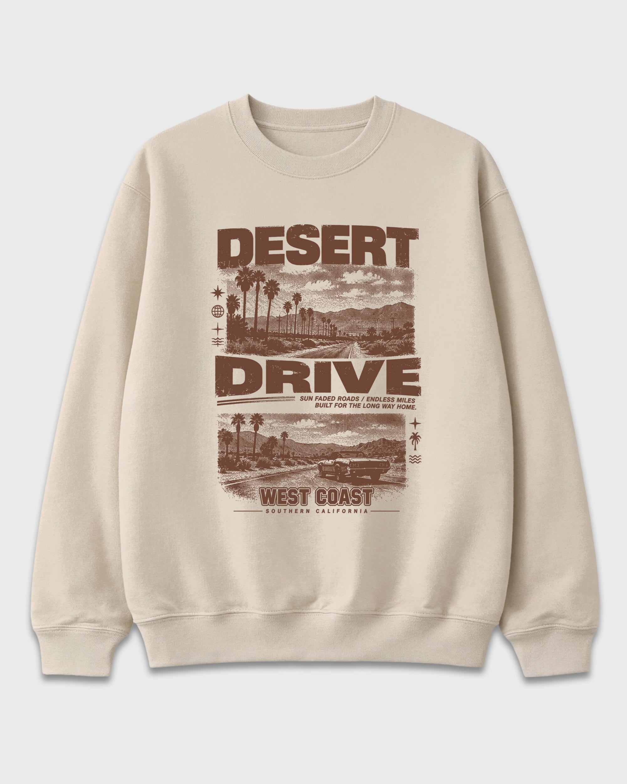 Desert Drive Graphic T-Shirt featuring original streetwear artwork designed to match the Air Jordan 12 Fireside. Natural 2 Graphic Tee.