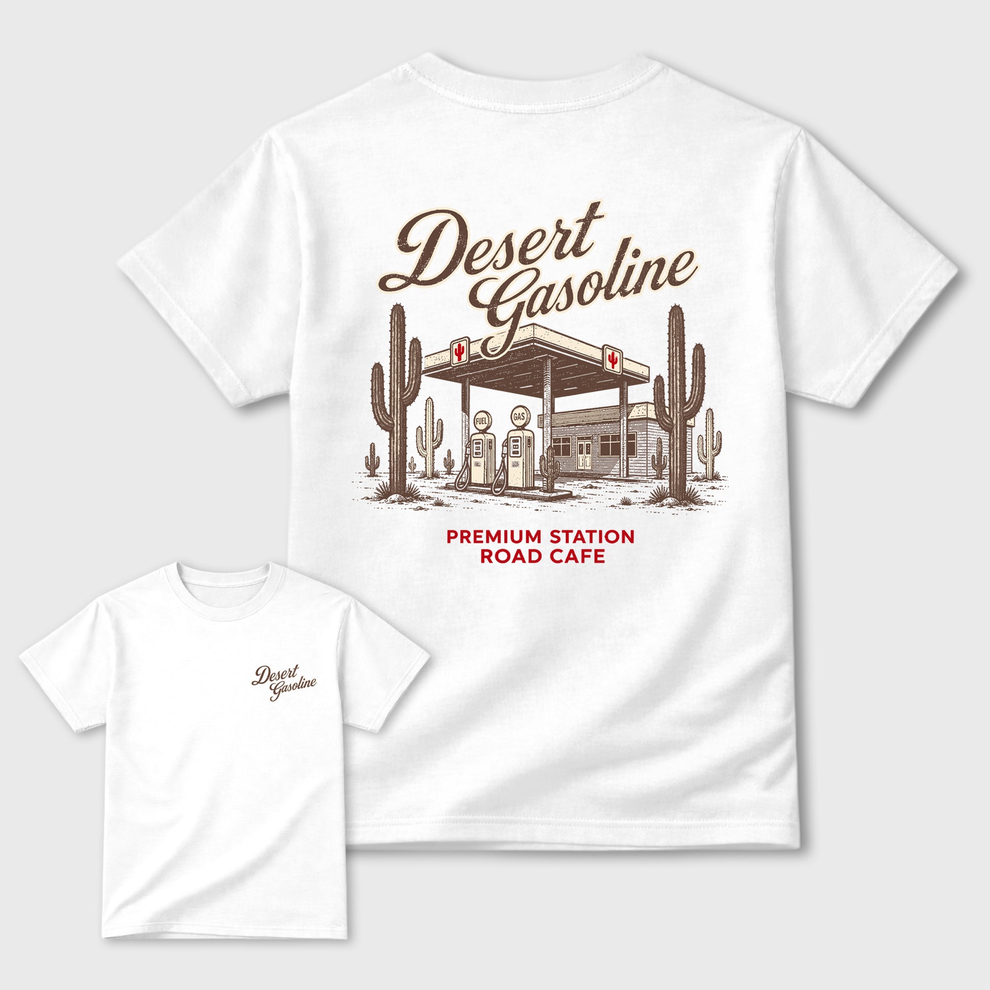 Desert Gasoline double side graphic tee styled to complete your fit with the AJ3 World's Best Dad, shown in White.