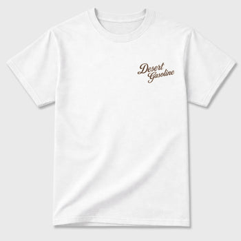 Desert Gasoline double side graphic tee styled to complete your fit with the AJ3 World's Best Dad, shown in White.