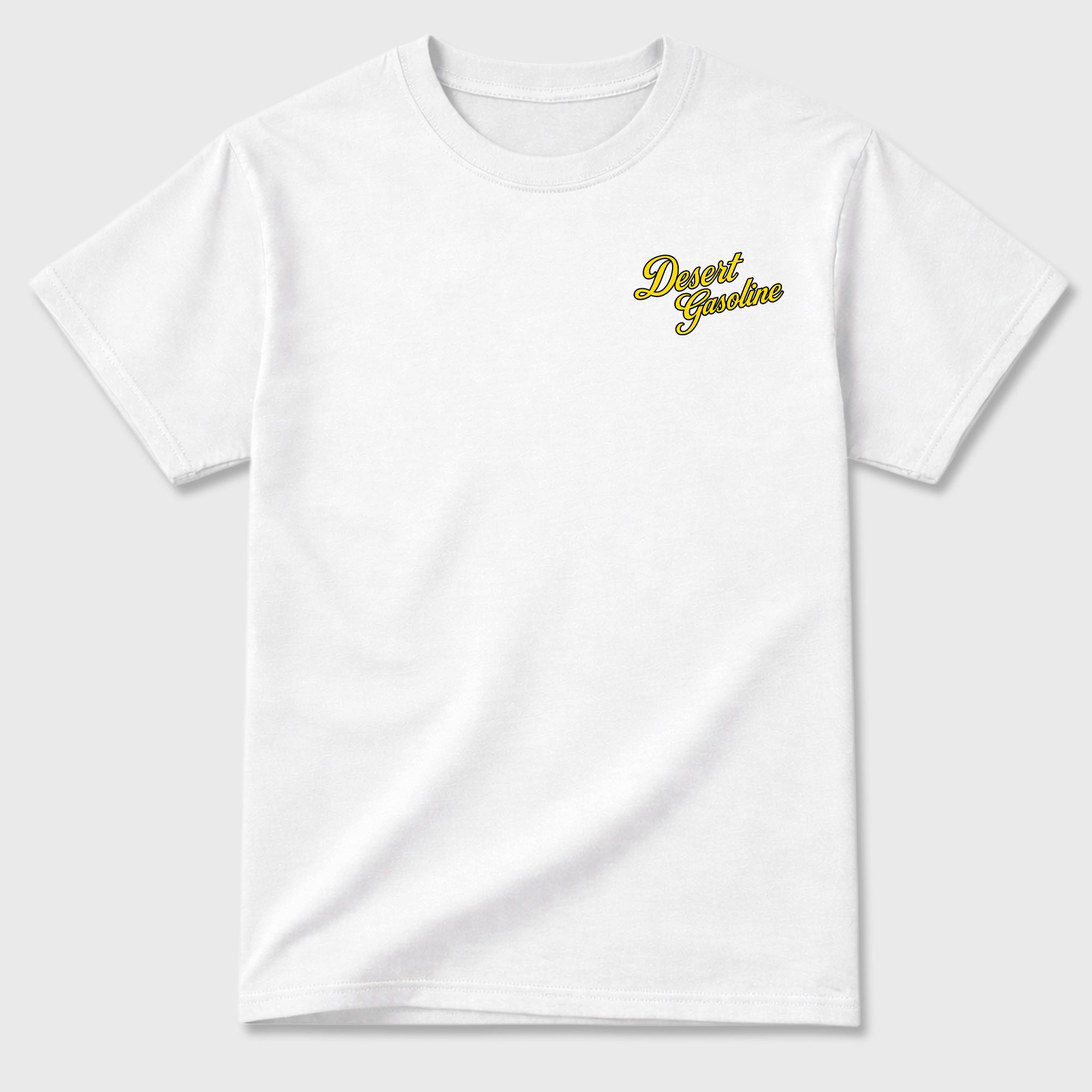 Desert Gasoline Graphic T-Shirt featuring original streetwear artwork designed to match the . White Graphic T-Shirt.