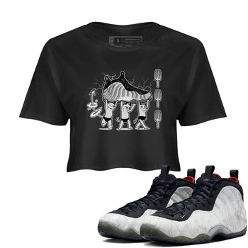 Foams One Jin shirts to match jordans Devil Babies sneaker match tees Air Foamposite One Jin match shoes to clothes SNRT Sneaker Tees unisex cotton Black 1 crop tee