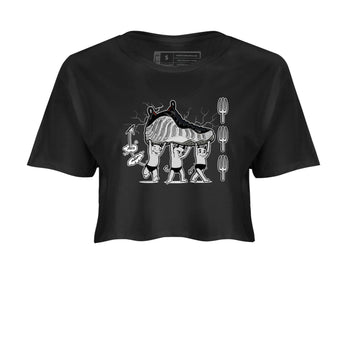 Foams One Jin shirts to match jordans Devil Babies sneaker match tees Air Foamposite One Jin match shoes to clothes SNRT Sneaker Tees unisex cotton Black 2 crop tee
