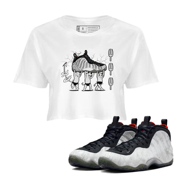 Foams One Jin shirts to match jordans Devil Babies sneaker match tees Air Foamposite One Jin match shoes to clothes SNRT Sneaker Tees unisex cotton White 1 crop tee