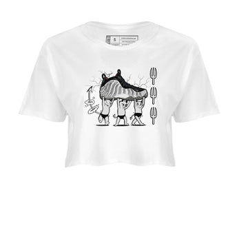 Foams One Jin shirts to match jordans Devil Babies sneaker match tees Air Foamposite One Jin match shoes to clothes SNRT Sneaker Tees unisex cotton White 2 crop tee