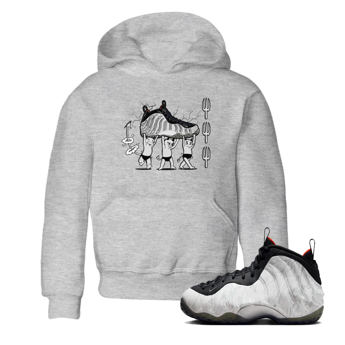 Foams One Jin shirts to match jordans Devil Babies sneaker match tees Air Foamposite One Jin match shoes to clothes SNRT Sneaker Tees Youth Baby Heather Grey 1 tee