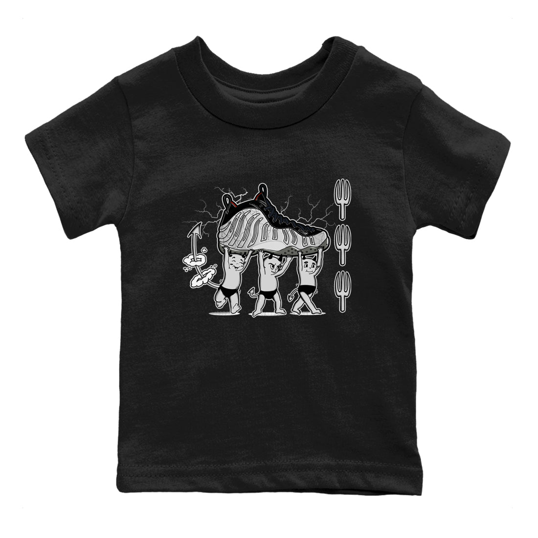 Foams One Jin shirts to match jordans Devil Babies sneaker match tees Air Foamposite One Jin match shoes to clothes SNRT Sneaker Tees Youth Baby Black 2 tee