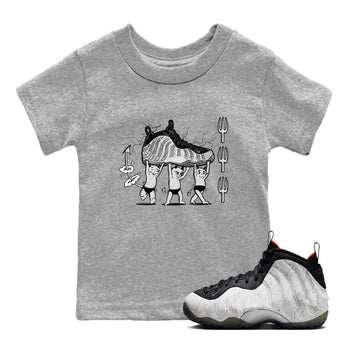 Foams One Jin shirts to match jordans Devil Babies sneaker match tees Air Foamposite One Jin match shoes to clothes SNRT Sneaker Tees Youth Baby Heather Grey 1 tee
