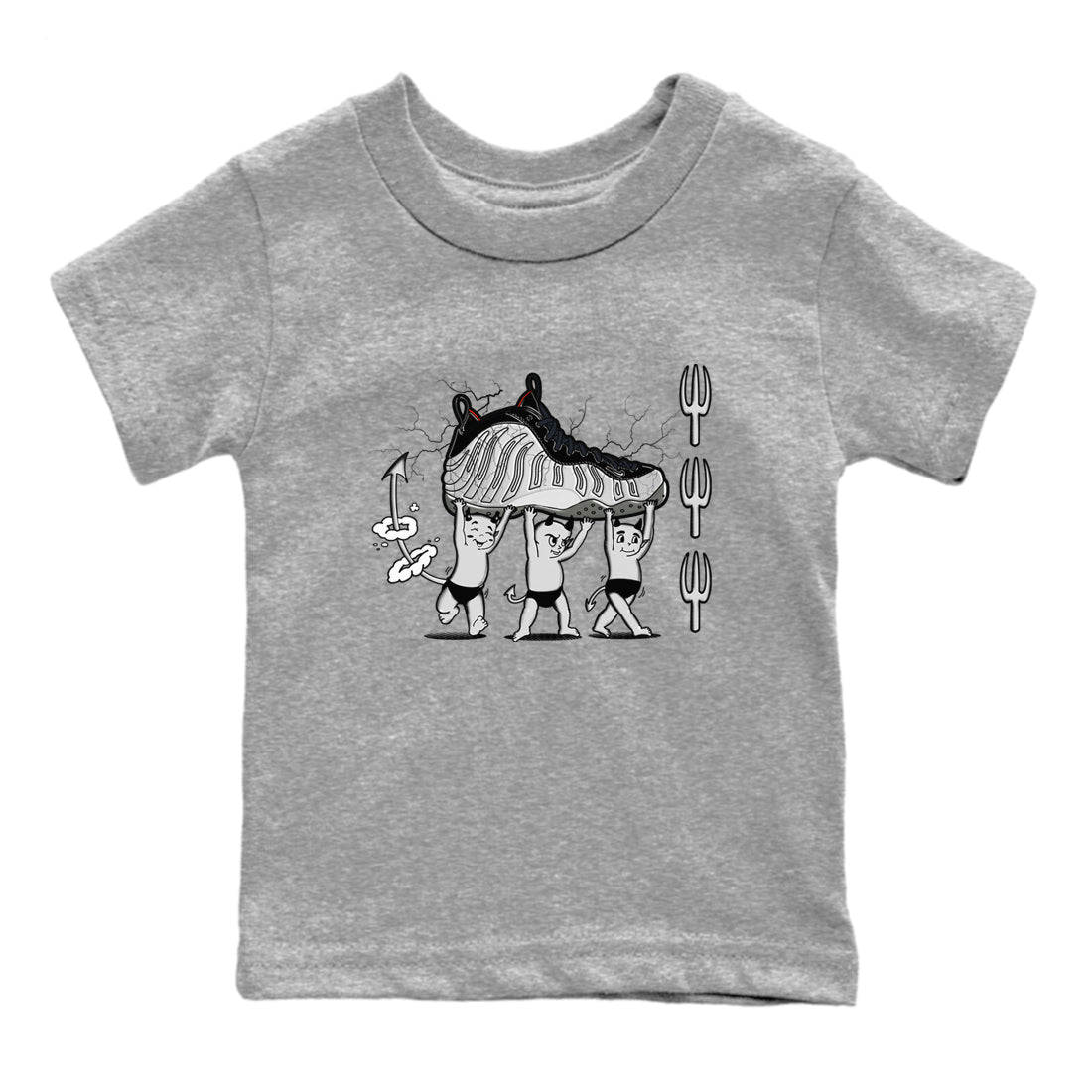 Foams One Jin shirts to match jordans Devil Babies sneaker match tees Air Foamposite One Jin match shoes to clothes SNRT Sneaker Tees Youth Baby Heather Grey 2 tee