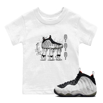 Foams One Jin shirts to match jordans Devil Babies sneaker match tees Air Foamposite One Jin match shoes to clothes SNRT Sneaker Tees Youth Baby White 1 tee