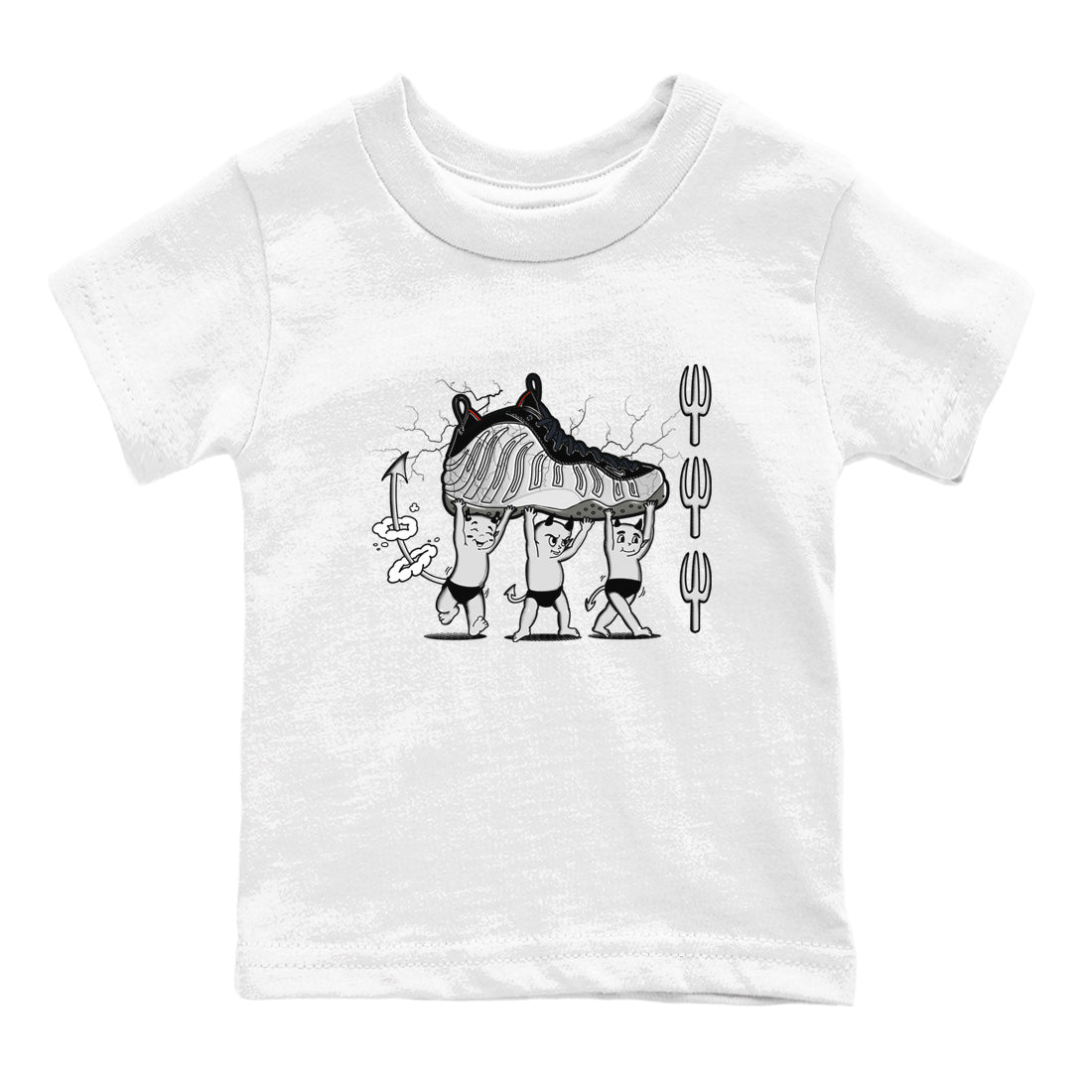 Foams One Jin shirts to match jordans Devil Babies sneaker match tees Air Foamposite One Jin match shoes to clothes SNRT Sneaker Tees Youth Baby White 2 tee