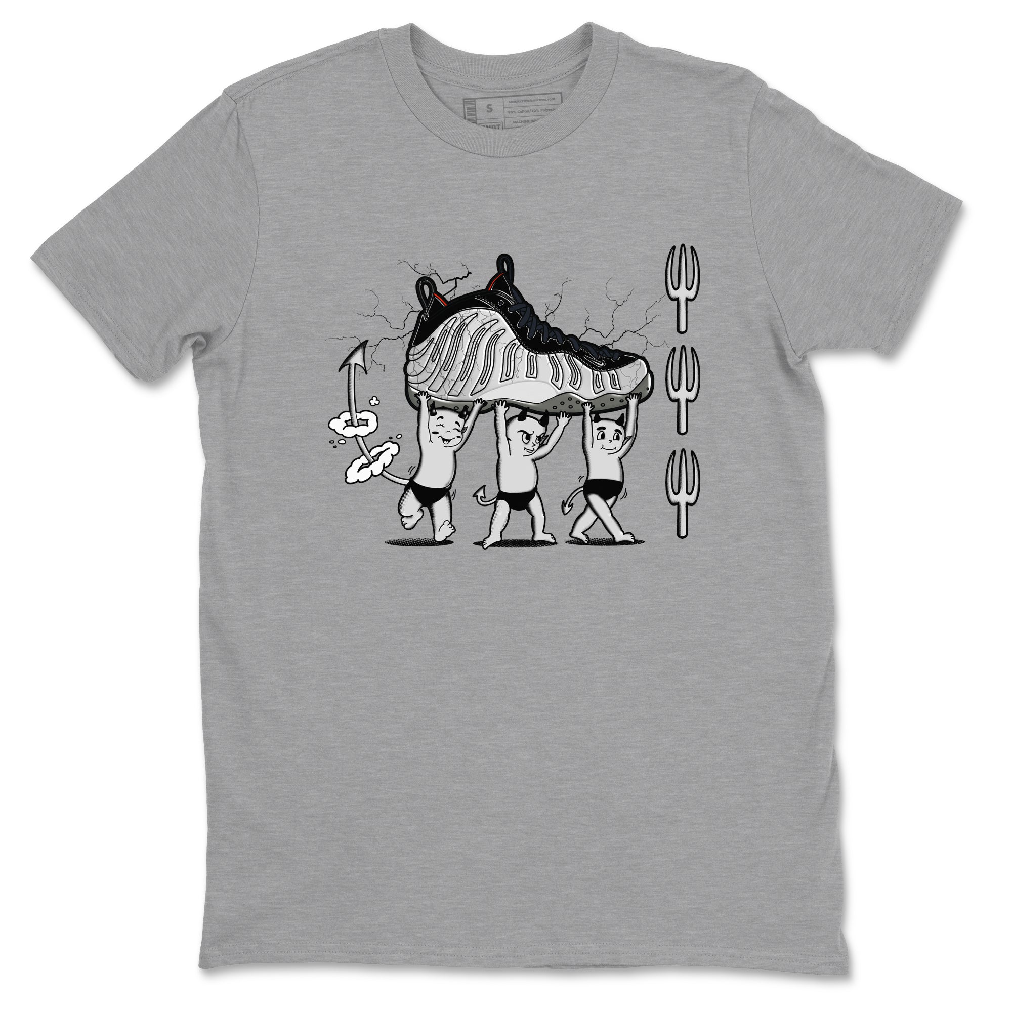 Foams One Jin shirts to match jordans Devil Babies sneaker match tees Air Foamposite One Jin match shoes to clothes SNRT Sneaker Tees unisex cotton Heather Grey 2 shirts
