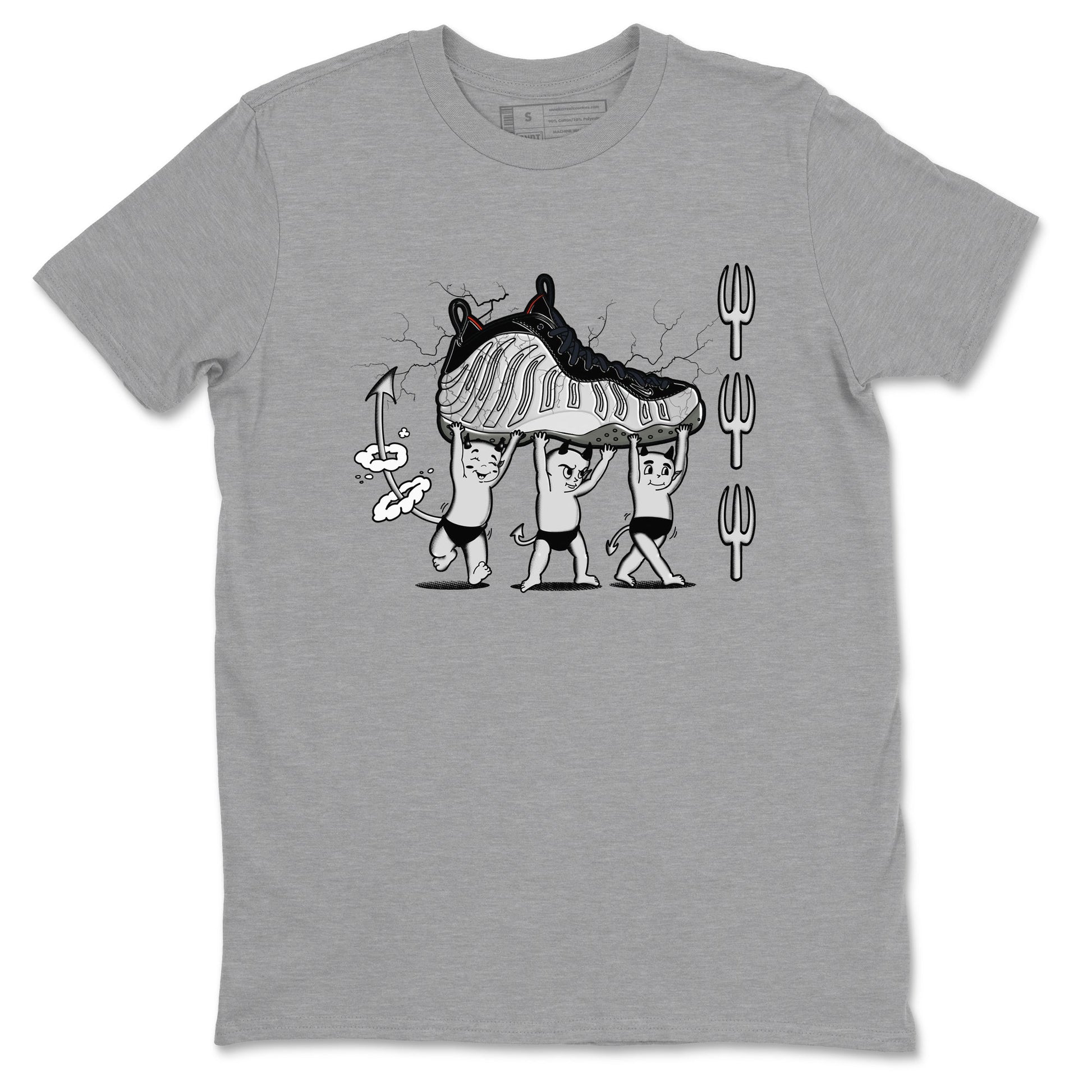 Foams One Jin shirts to match jordans Devil Babies sneaker match tees Air Foamposite One Jin match shoes to clothes SNRT Sneaker Tees unisex cotton Heather Grey 2 shirts