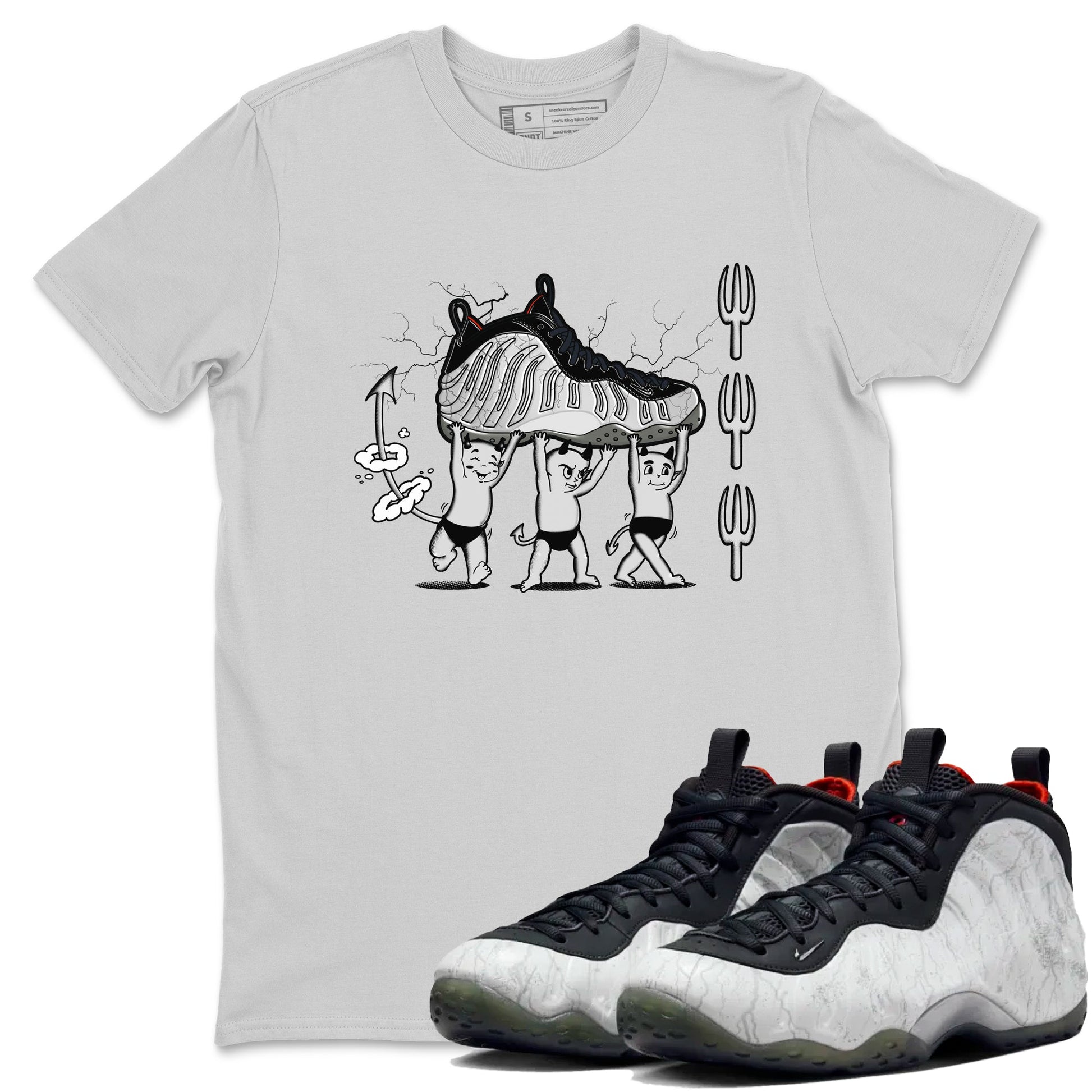 Foams One Jin shirts to match jordans Devil Babies sneaker match tees Air Foamposite One Jin match shoes to clothes SNRT Sneaker Tees unisex cotton Silver 1 shirts