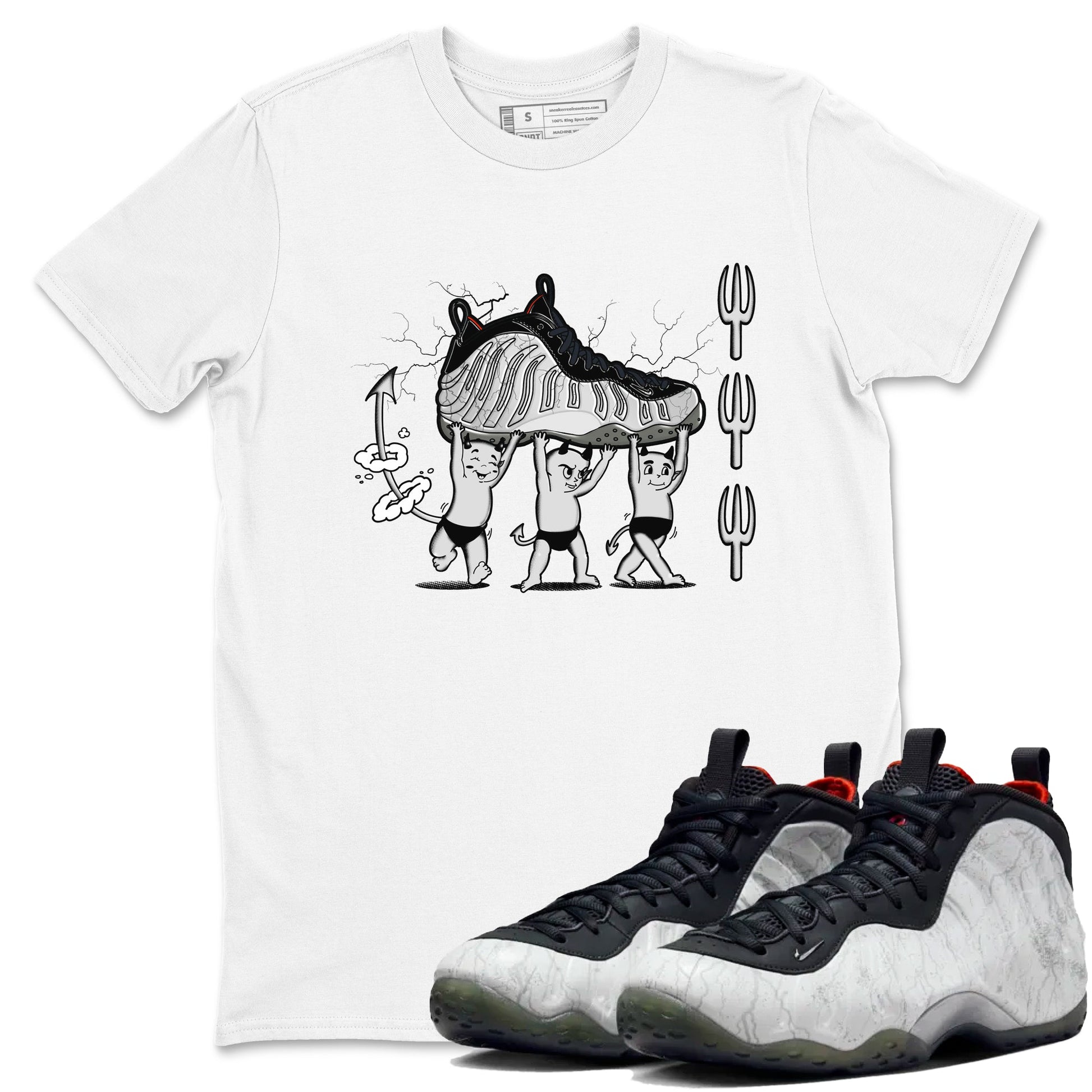 Foams One Jin shirts to match jordans Devil Babies sneaker match tees Air Foamposite One Jin match shoes to clothes SNRT Sneaker Tees unisex cotton White 1 shirts