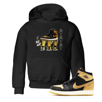 Air Jordan 1 High OG Black Metallic Gold shirts to match jordans Devil Babies sneaker match tees 1s Black Metallic Gold SNRT Sneaker Release Tees Youth Baby Black 1 crew neck shirts