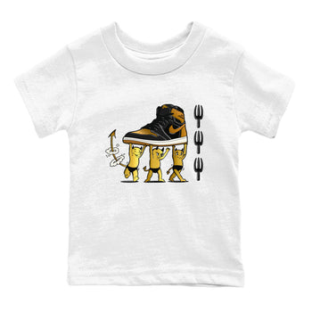 Air Jordan 1 High OG Black Metallic Gold shirts to match jordans Devil Babies sneaker match tees 1s Black Metallic Gold SNRT Sneaker Release Tees Youth Baby White 2 crew neck shirts