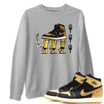 Air Jordan 1 High OG Black Metallic Gold shirts to match jordans Devil Babies sneaker match tees 1s Black Metallic Gold SNRT Sneaker Release Tees unisex cotton Heather Grey 1 crew neck shirts