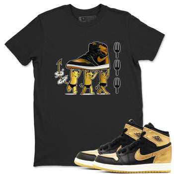 Air Jordan 1 High OG Black Metallic Gold shirts to match jordans Devil Babies sneaker match tees 1s Black Metallic Gold SNRT Sneaker Release Tees unisex cotton Black 1 crew neck shirts