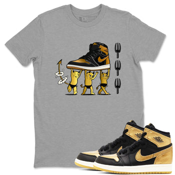 Air Jordan 1 High OG Black Metallic Gold shirts to match jordans Devil Babies sneaker match tees 1s Black Metallic Gold SNRT Sneaker Release Tees unisex cotton Heather Grey 1 crew neck shirts