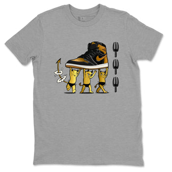 Air Jordan 1 High OG Black Metallic Gold shirts to match jordans Devil Babies sneaker match tees 1s Black Metallic Gold SNRT Sneaker Release Tees unisex cotton Heather Grey 2 crew neck shirts