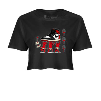 1s Black Toe Reimagined shirts to match jordans Devil Babies sneaker match tees Air Jordan 1 Black Toe Reimagined SNRT Sneaker Release Tees unisex cotton Black 2 Crop Shirts