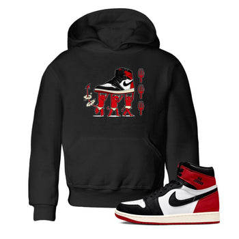 1s Black Toe Reimagined shirts to match jordans Devil Babies sneaker match tees Air Jordan 1 Black Toe Reimagined SNRT Sneaker Release Tees Youth Baby Black 1 crew neck shirts