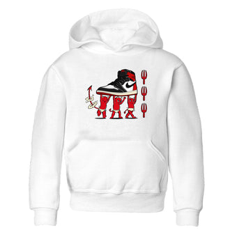 1s Black Toe Reimagined shirts to match jordans Devil Babies sneaker match tees Air Jordan 1 Black Toe Reimagined SNRT Sneaker Release Tees Youth Baby White 2 crew neck shirts