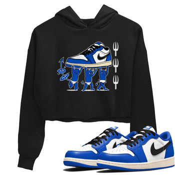 1s Game Royal shirts to match jordans Devil Babies sneaker match tees Air Jordan 1 Retro Low OG Game Royal match shoes to clothes SNRT Sneaker Tees unisex cotton Black 1 crop tee