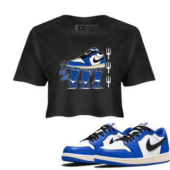 1s Game Royal shirts to match jordans Devil Babies sneaker match tees Air Jordan 1 Retro Low OG Game Royal match shoes to clothes SNRT Sneaker Tees unisex cotton Black 1 crop tee