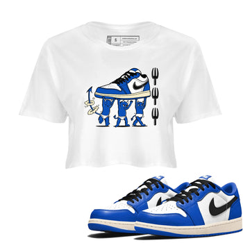 1s Game Royal shirts to match jordans Devil Babies sneaker match tees Air Jordan 1 Retro Low OG Game Royal match shoes to clothes SNRT Sneaker Tees unisex cotton White 1 crop tee