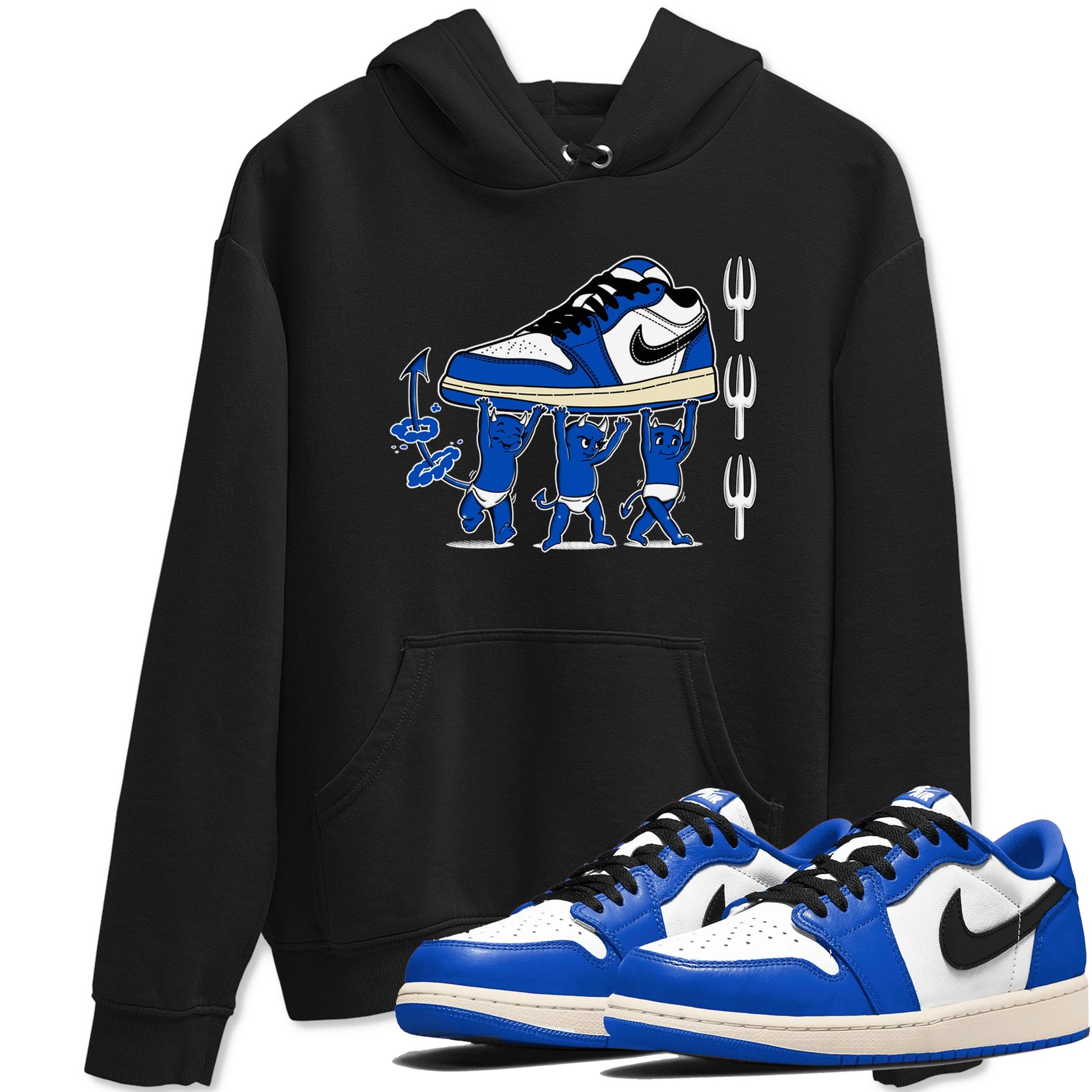1s Game Royal shirts to match jordans Devil Babies sneaker match tees Air Jordan 1 Retro Low OG Game Royal match shoes to clothes SNRT Sneaker Tees unisex cotton Black 1 shirts